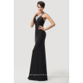 Grace Karin sin mangas de cuello en V Long Black Sequins Stretch vestidos de noche CL6157